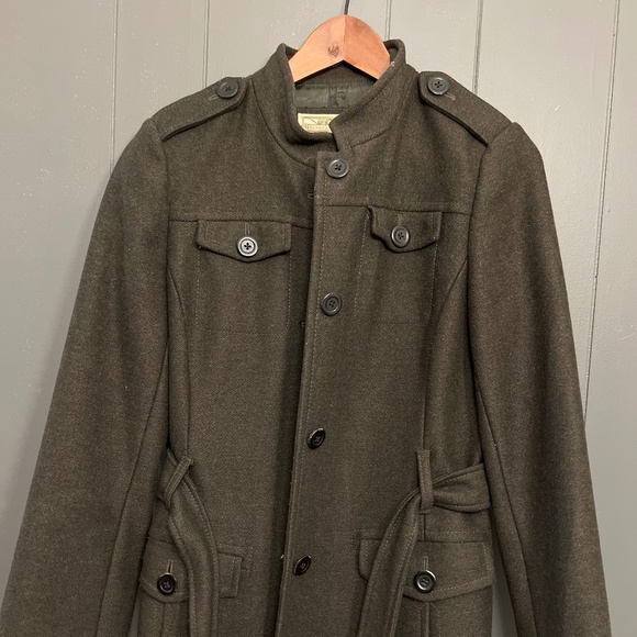 Banana Republic Olive Wool Military Trench -size M - Picture 4 of 16